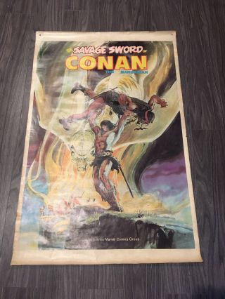 1974 Marvel The Savage Sword Of Conan The Barbarian Poster Neal Adam Rare