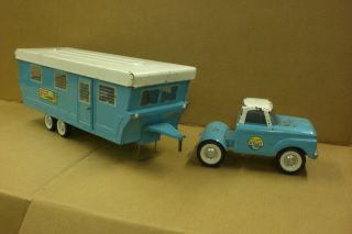 Rare Vintage 1965 Nylint Ford Pressed Steel Truck 6600 Mobile Home Trailer Toy