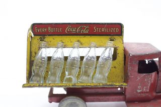 1930 ' s Pressed Steel Metalcraft Coca - Cola Distributor Truck W/ Bottles 7