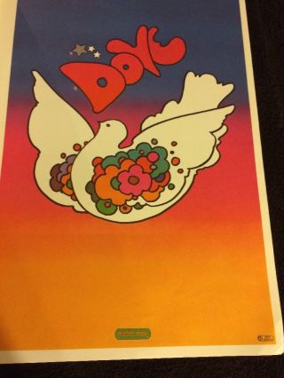Rare Vintage Peter Max Psychedelic Art Poster 1970s Peace Love Dove Hippie Hippy