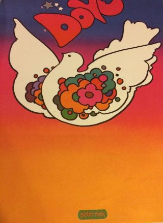 Rare Vintage Peter Max Psychedelic Art Poster 1970s Peace Love Dove Hippie Hippy 4