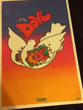 Rare Vintage Peter Max Psychedelic Art Poster 1970s Peace Love Dove Hippie Hippy 5