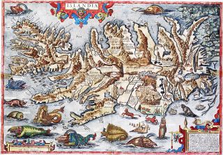1587 Abraham Ortelius Islandia Iceland Map Decorative Wall Art Poster Print