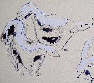 Tom Hardy Pen & Ink Painting W/ Gouache (4 Skunks) Northwest Oregon Art
