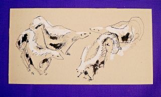 TOM HARDY Pen & Ink Painting w/ Gouache (4 Skunks) Northwest Oregon Art 2