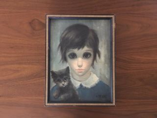 Keane Big Eyes Girl & Her Cat 1961 print Kitschy 1961 Wall Art MCM Mid Century 4