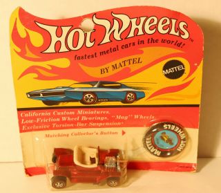 Dte 1968 Card Hot Wheels Redline 6219 Metallic Red Hot Heap W/white Interior