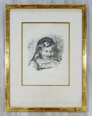 Mid Century Modern Framed Lithograph Enfant Signed By Claude Renoir