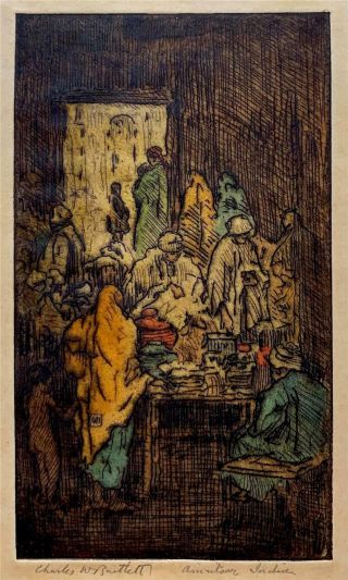Charles W Bartlett - Amritsar,  India - Signed Etching Circa 1920s