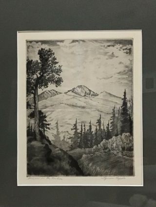 Antique Vintage Lyman Byxbe Signed Etching Summer In The Rockies Colorado Art