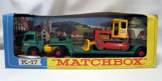 Vtg Matchbox King Size K - 17 Ford Tractor & Dyson Low - Loader With Case Tractor