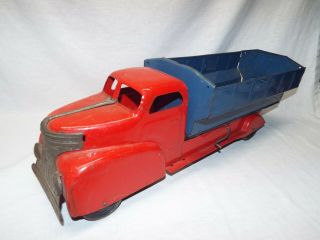 Antique / Vintage Marx Wyandotte Blue / Red Pressed Steel Dump Truck