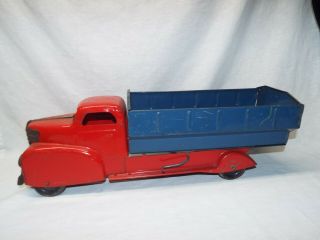Antique / Vintage MARX Wyandotte Blue / Red Pressed Steel Dump Truck 2
