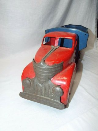 Antique / Vintage MARX Wyandotte Blue / Red Pressed Steel Dump Truck 4