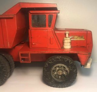 Vintage Buddy L Orange Mack Hydraulic Heavy Duty Dump Truck Pressed Steel Truck 2