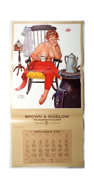 Vintage 1980 Duane Bryers Hilda Drinking Coffee Fat Girl Calendar Print
