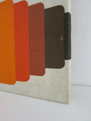 VTG 1970s Orange Op Art Silk Screen on Fabric Stretched Canvas Wall Art 20x36 2