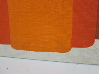VTG 1970s Orange Op Art Silk Screen on Fabric Stretched Canvas Wall Art 20x36 3