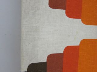 VTG 1970s Orange Op Art Silk Screen on Fabric Stretched Canvas Wall Art 20x36 5
