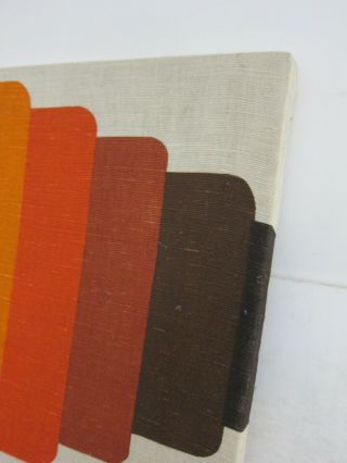 VTG 1970s Orange Op Art Silk Screen on Fabric Stretched Canvas Wall Art 20x36 7