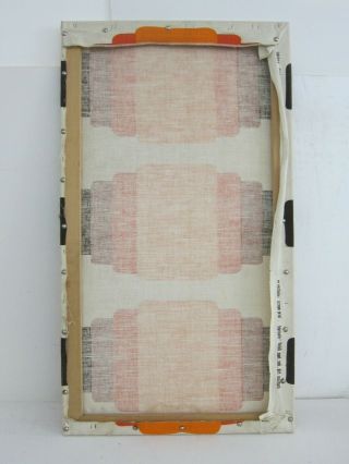 VTG 1970s Orange Op Art Silk Screen on Fabric Stretched Canvas Wall Art 20x36 8