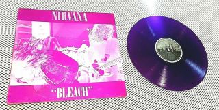 Nirvana " Bleach " 1989 Press Ex,  Purple Vinyl; Purple/silver Cover Lp