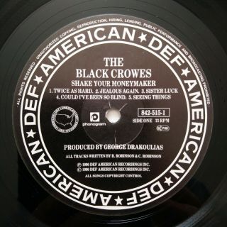 The Black Crowes ‎– Shake Your Money Maker LP.  Orig UK first press 1990.  Rock 3