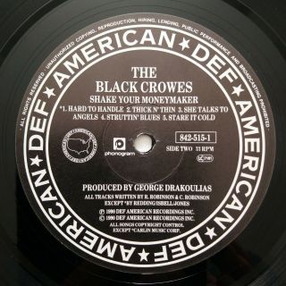 The Black Crowes ‎– Shake Your Money Maker LP.  Orig UK first press 1990.  Rock 4