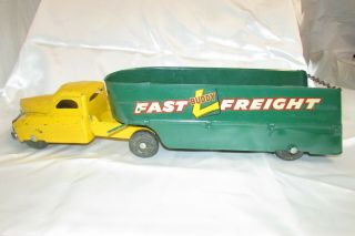 Vintage Buddy L Fast Freight Pressed Steel Toy Semi Truck & Trailer 3x5