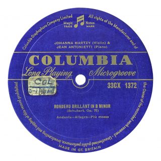 SCHUBERT MARTZY Rondeau Brillant / Fantaisie LP COLUMBIA 33CX 1372 UK ED1 1950s 3