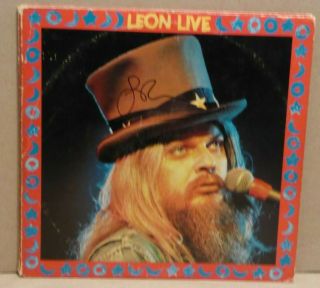 Leon Russell Hand Signed Autographed Initials Lp Record Cover Leon Live