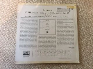Beethoven Symphony no.  3 Eroica.  Rudolf Kempe / HMV ASD 426 VINYL LP NM 5