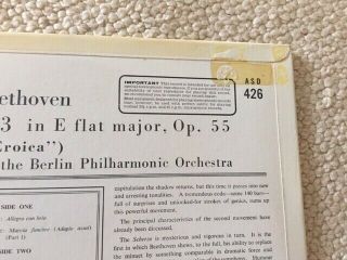Beethoven Symphony no.  3 Eroica.  Rudolf Kempe / HMV ASD 426 VINYL LP NM 6