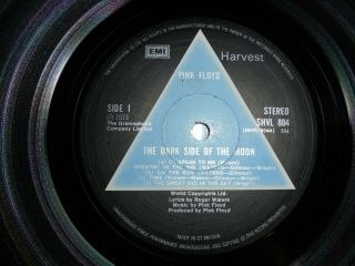 Pink Floyd Dark Side Of The Moon Uk " Solid Blue " Harvest A2/b2 Orig.  Ex,  Vinyl