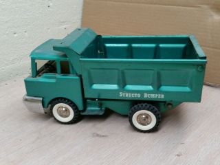 Old Vtg Structo Pressed Steel Toy Green Dumper Dump Truck Construction Toy 4