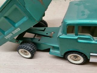 Old Vtg Structo Pressed Steel Toy Green Dumper Dump Truck Construction Toy 6