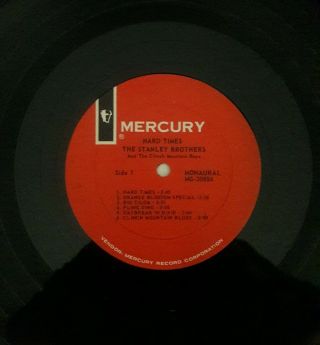 STANLEY BROTHERS Hard Times MERCURY LP MONO deep groove rare oop BLUEGRASS vinyl 3