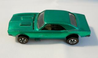 1967 Hot Wheels Redline Custom Camaro Metallic Green Brown Interior Gd - Vg