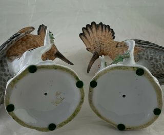 VINTAGE HOOPOE BIRD FIGURINE STATUE PAIR HAND PAINTED PORCELAIN POTTERY RARE 3