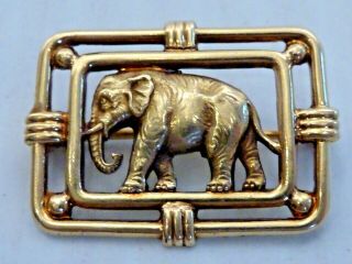 14 Karat Gold Art Deco Elephant Rectangular Pin / Carter,  Gough &co.