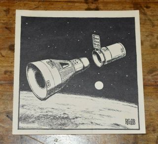 Rare 1966 Ron Cobb 7 X 7 Inch Print - 2 Hour Docking - Space Cartoon