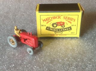 Vintage Matchbox Series 4 A Moko Lesney Product Tractor With Box
