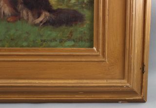 1893 Antique ELIZABETH STRONG American Border Collie Dog Portrait Oil Painting 5