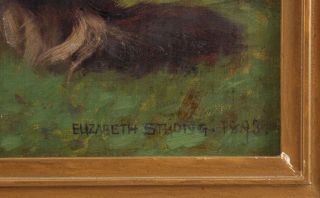 1893 Antique ELIZABETH STRONG American Border Collie Dog Portrait Oil Painting 6