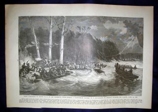 Night Expedition Island 10 & Col Wallace 11th Indiana Vol (zouave) - 1895 Print
