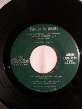 The Beatles " Four By The Beatles " Ep Capitol Eap1 - 2121 Mono Vg,  1964 Green Label