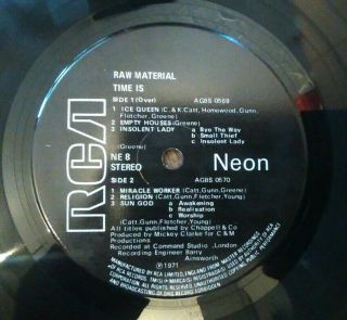 RAW MATERIAL - TIME IS.  - ULTRA RARE UK NEON 12 