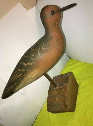 Signed Wek Will Kirkpatrick Hand Carved Wood Sculpture Vintage Shorebird Decoy
