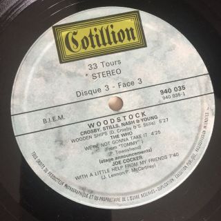 WOODSTOCK 3 X LP RARE FRENCH 1ST PRESS 1970 NEAR 4