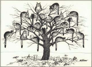 B Kliban Cats CATS IN A TREE YEARS Vintage Funny Cat Art Print 1981 2